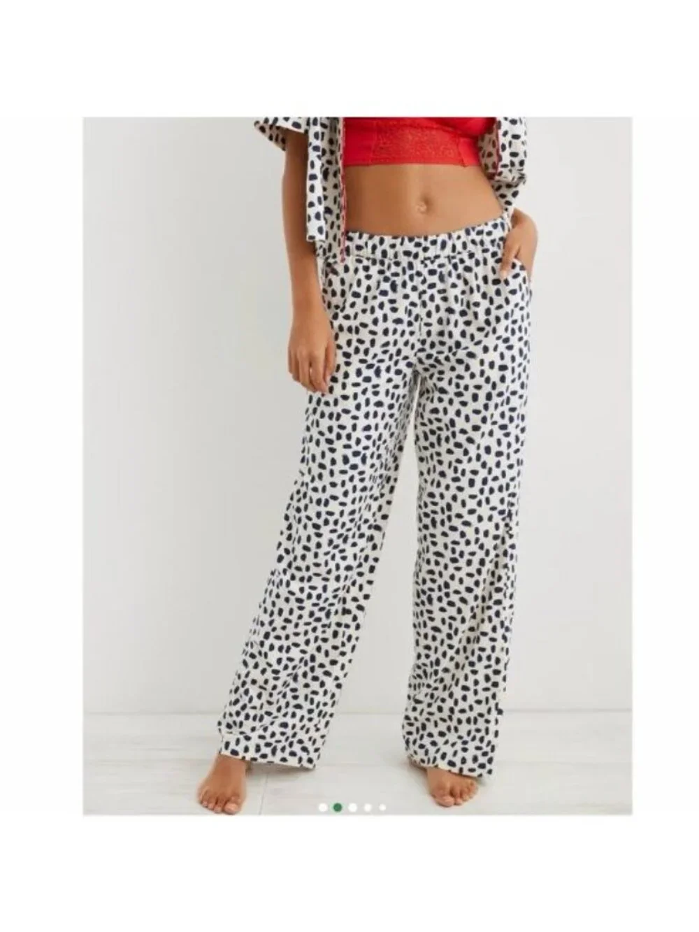 Aerie Flannel Skater Pajama Pants Toasted Coconut Print Size Small